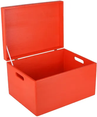 Obrázek produktu pro Creative Deco Červená Dřevěná Krabice s Víkem a Uchy | 40 x 30 x 24 cm (+/- 1 cm) | Paměťová Schránka Dětská Velká | Ideální pro Dokumenty Cennosti Hračky a Nářadí