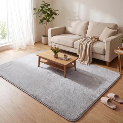 Produktbild von VOUNOT® Weicher Kurzflor Teppich Wohnzimmer mit Antirutschmatte 160x230 cm Grau