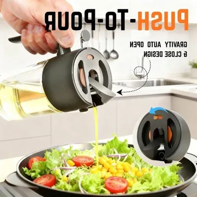 2-in-1 Ölflasche und Sprühkopf 550 ml – Glasdispenser für Olivenöl, Essig und Kochen – Perfekt für Salate, Grillen und