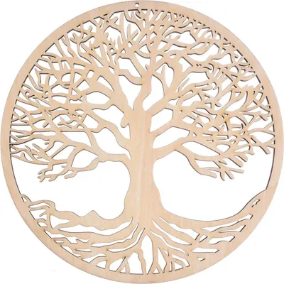 Produktbild von Lebensbaum-Wandbild aus Holz, Heilige Geometrie, Naturholzskulptur, 28 cm, künstlerische Wanddekoration, Wohnaccessoires