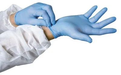 Image de Boîte de 100 gants jetables nitrile poudrés bleu taille S - NITRILE POUDRE S