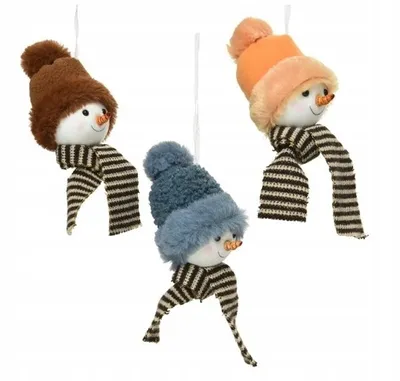 Imagen del producto de Adornos para el árbol de Navidad, cabeza de muñeco de nieve, 16 cm