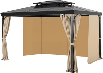 Produktbild von Zasłona do altany VEVOR, 2840x2840x2040 mm, 4-częściowe ściany boczne, zasłona przeciwsłoneczna jako alternatywa dla zadaszenia patio, tylko zasłona, khaki