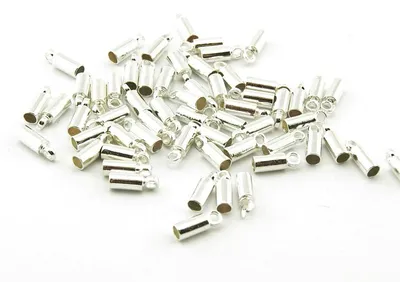 Produktbild von Vintageparts 20 Endkappen silberfarben für 2 mm Bänder