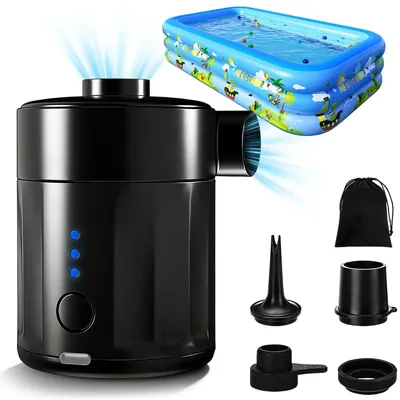 Produktbild von Kabellose elektrische Luftpumpe mit 4 Düsen, 450 l/min, 4000 mAh, Aufpump- und Absaugfunktion