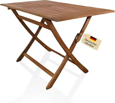 Imagen del producto de Mesa Loreno, 120x70 cm, Callao, madera maciza de acacia, acabada con aceite, mesa plegable de madera