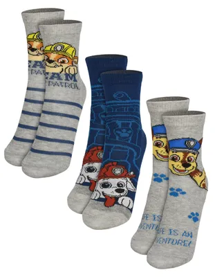 Produktbild von Paw Patrol Socken für Jungen - Chase, Marshall & Rubble Kinder Söckchen Kindersocken Blau/Grau (3er Pack) 27-30
