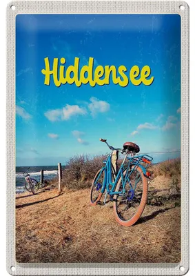 Produktbild von Blechschild Reise 20x30cm Hiddensee Fahrrad Strand Meer Urlaub