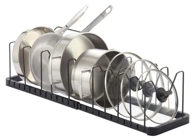 Produktbild von YAMAZAKI 3841 TOWER Extendable Lid & Pan Holder, black, ABS Resin/Steel, 4582 x