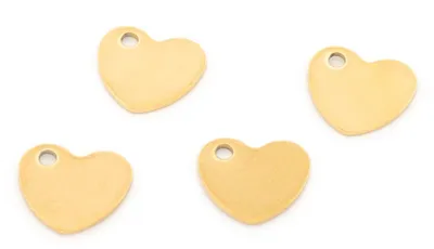 Produktbild von Vintageparts Herz Anhänger 10x9mm Edelstahl Gold 4 Stück