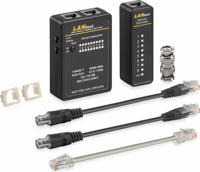 Immagine prodotto di Goobay 93010 Set di tester per cavi di rete, nero - per testare le connessioni di rete CAT 5/6 e ISDN