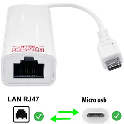 Produktbild von Weiß micro USB zu Ethernet Adapter RJ45 LAN 100Mbps Kabelgebunden