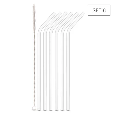 Immagine prodotto di Karl Weis cannucce in vetro angolate trasparenti 24 cm, 6 pezzi + pennello