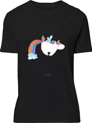Produktbild von Mr. & Mrs. Panda Tshirt Einhorn Fliegendes Pferd - Schwarz - Geschenk, Unicorn, Glitzer, Shirt, Basic-Shirt, Regenbogen, T-Shirt, Lustiges, Realität, S, Spielen
