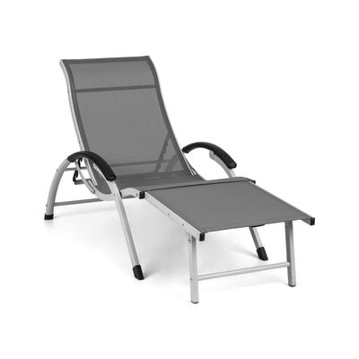 blumfeldt Sunnyvale zahradní lehátko, sklopné, 174x51 cm, PVC/polyester, šedé