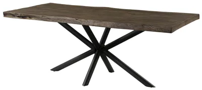 Immagine prodotto di MASSIVMOEBEL24 | Tavolo da pranzo in legno di mango 200x100x76 laccato grigio / gambe incrociate antracite matt FREEFORM 5