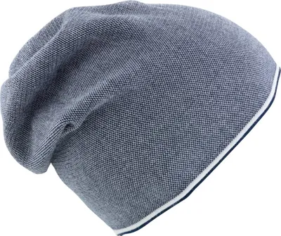 Fiebig leichte Strick-Beanie zweifarbig meliert in blau