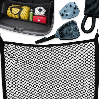 Produktbild von Auto-Gepäcknetz für den Kofferraum – Elastisches Ladungssicherungsnetz – 80 x 60 cm – Mit stabilen Befestigungshaken – Schwarz