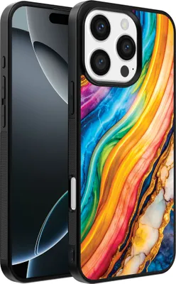 Produktbild von Smartphonica Telefon Fall geeignet für iPhone 16 Pro Max mit Regenbogen Gold Marmor Print - TPU Backcover Fall Regenbogen Gold Marmor Design