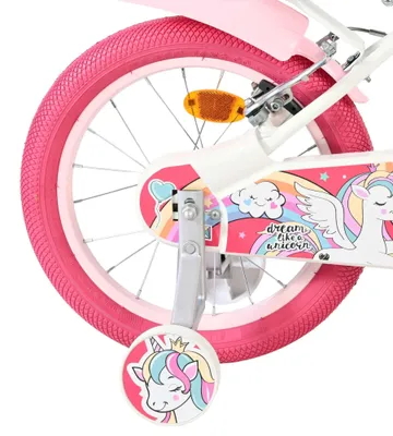 Immagine prodotto di Bicicletta per bambini Volare Unicorn - Modello per bambine - 16 pollici - Bianca - Con due freni a mano