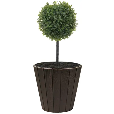 Produktbild von Runder Topf aus Holzimitat 54 L braun Ø 49 cm - stilvolle und langlebige Dekoration für Haus und Garten