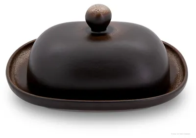 Produktbild von Bunzlauer Keramik Butterdose Butterglocke Butterbehälter oval für 250g (1 Stück Butter) 20x15x10cm Nachbildung ZACIEK braun