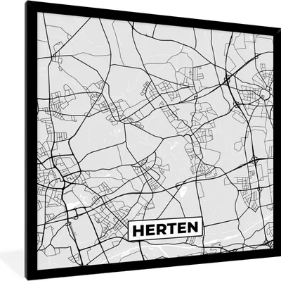 Produktbild von MuchoWow® Gerahmtes Poster Karte - Stadtplan - Deutschland - Hirsch - Karte 40x40 cm - Poster mit Schwarzem Bilderrahmen Wandposter Rahmen Foto Bilder - Mit Rahmen - Wanddekoration Schlafzimmer
