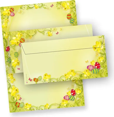 Produktbild von Briefpapier Ostern Set 2-seitig (100 Sets ohne Fenster) Osterpapier A4 beidseitig mit Umschläge