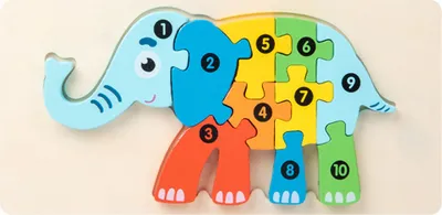 Produktbild von 3D Verkehr Tier Dinosaurier Puzzle Blöcke mit numerischen Eingabeaufforderungen, geeignet für Kinder im Alter von 18 Monate und höher,Elefant