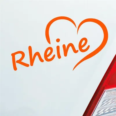 Produktbild von Auto Aufkleber Rheine Herz Stadt City Liebe Love Heimat 14,5x8 cm Orange Sticker Heckscheibenaufkleber
