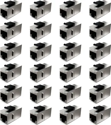Produktbild von deleyCON 24 CAT6a Keystone Modul Patchkabel Kupplung Verbinder Geschirmt 2x RJ45