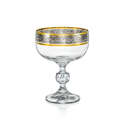 Produktbild von Sektschale Sektgläser Claudia Exclusive Gold Platin Kristallglas Kristallgläser 200 ml 6er Set Bohemia Crystalex