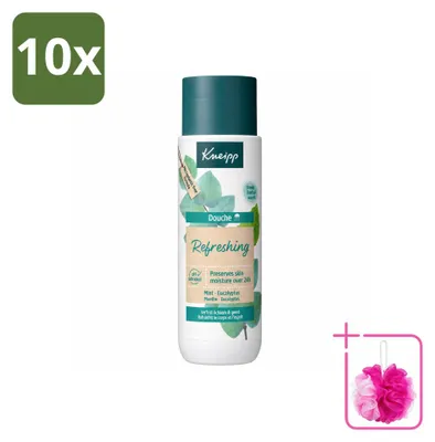 Imagen del producto de 10 unidades de gel de ducha Kneipp, refrescante, con menta y eucalipto, 200 ml, pack económico
