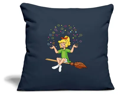 Produktbild von Spreadshirt Bibi Blocksberg Sitzt Auf Kartoffelbrei Kissenbezug 45x45 cm, One size, Navy