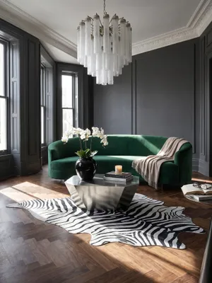 Produktbild von Wohnzimmerteppich Tigerfell Imitat Modern Waschbar Strapazierfähig | Schwarz 150x200 cm Schlafzimmer Fußbodenheizung | GASTEIN – Kadima Design