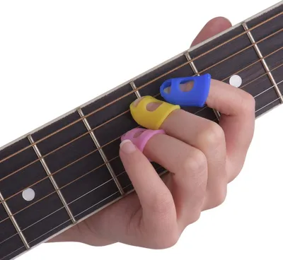 Produktbild von 6 Stück Gitarren-Silikon-Fingerspitzenschutz für Ukulele-Anfänger (zufällige Farblieferung)