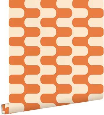 Zdjęcie produktu dla ESTAhome Tapeta faliste linie pomarańczowymIbeżowym 50 x 900 cm