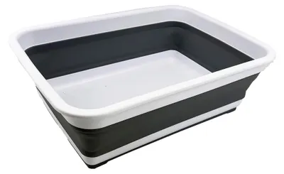 Produktbild von 8L zusammenklappbare Wanne – Faltbare Geschirrwanne – tragbares Waschbecken – platzsparende Kunststoff-Waschwanne (Weiß/Grau, 1)