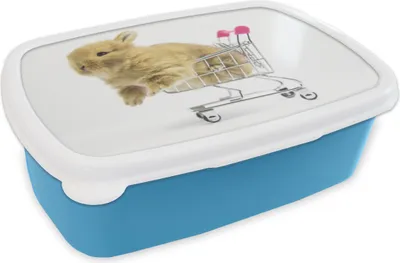 Produktbild von KitchenYeah® Lunchbox Brotzeit Brotdose 17x11 cm Kaninchen - Baby - Weiß Kinder Brotzeitdose - Lunch - Kunststoff  - Brotbüchse - Sandwichbox - Lunchbox für Kinder