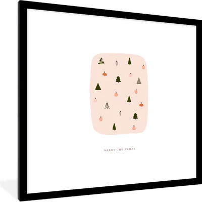 Produktbild von MuchoWow® Gerahmtes Poster Weihnachtsbäume - Weihnachtskugeln - Zitat 40x40 cm - Poster mit Schwarzem Bilderrahmen Wandposter Rahmen Foto Bilder - Poster - Plakat im Rahmen