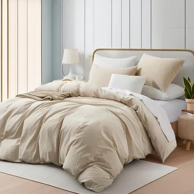 Produktbild von Bettwäsche-Set 220x240 cm Baumwolle 3-Teilig  Beige