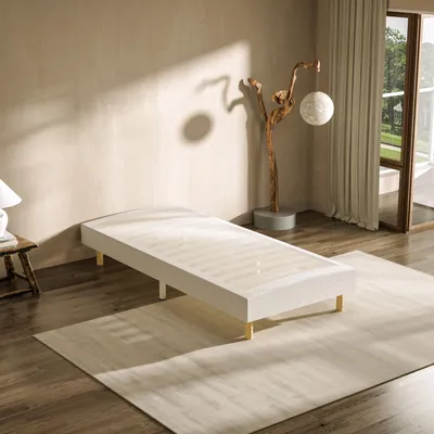 Zdjęcie produktu dla DEWINNER – stelaż tapicerowany, stelaż z listew 90 x 190 cm, solidny i wygodny, łóżko 90 x 190 cm – 1 x 14 listew z 6 nóżkami – wysokość ramy łóżka 29 cm – biały