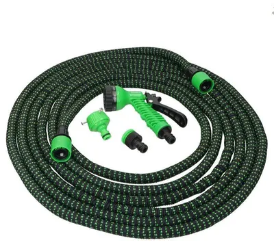 Produktbild von Gartenschlauch 15 m – flexibler, ausziehbarer Schlauch‑Set mit 6‑Funktionen Spritzpistole & Wasserhahnanschlüssen