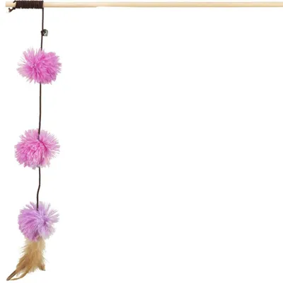 Produktbild von TRIXIE Spielangel Pompom Bälle, Holz / Plüsch, Baldrian, 40 cm