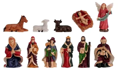 Produktbild von Handbemalte Krippenfiguren Set Weihnachten 11-teilig