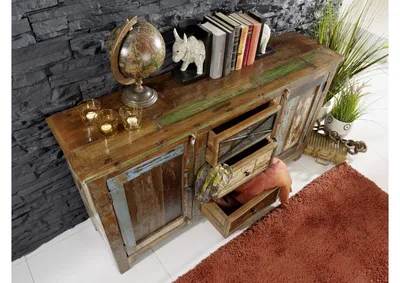 Produktbild von MASSIVMOEBEL24 Sideboard Altholz 150x38x85 mehrfarbig lackiert NATURE OF SPIRIT #05