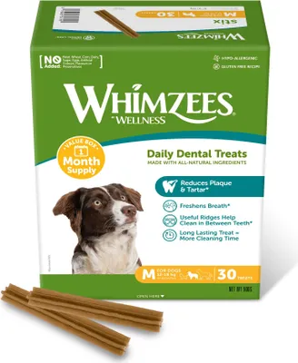 Produktbild von WHIMZEES Stix M, Monatspackung, 30 Stück, Kaustangen für mittelgroße Hunde, getreidefrei