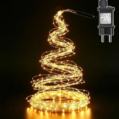 LED-Waterval-Lichterkette 2 m, 200 LEDs, warmweiß, IP65, Timer
