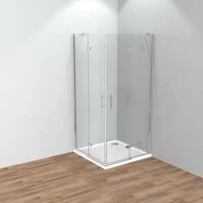 Produktbild von Duschkabine Pendeltür, Schwingtür Scharniertür, Eckeinstieg Höhe 185 cm