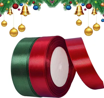 Image de Lot de rubans décoratifs, 2 rouleaux, 25 mm x 25 m, pour la décoration de Noël